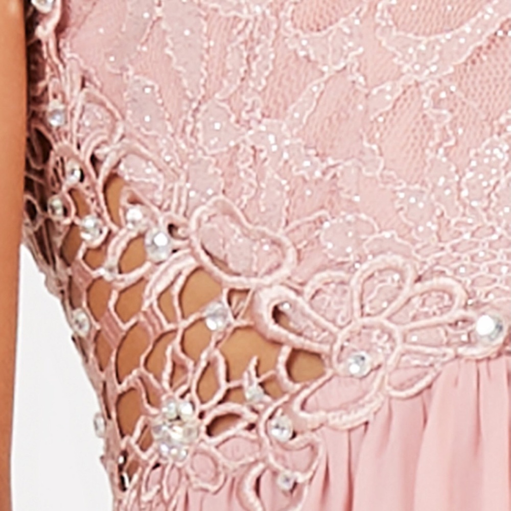 Juniors' Embellished Illusion Tulip Gown - Picture 3 of 7